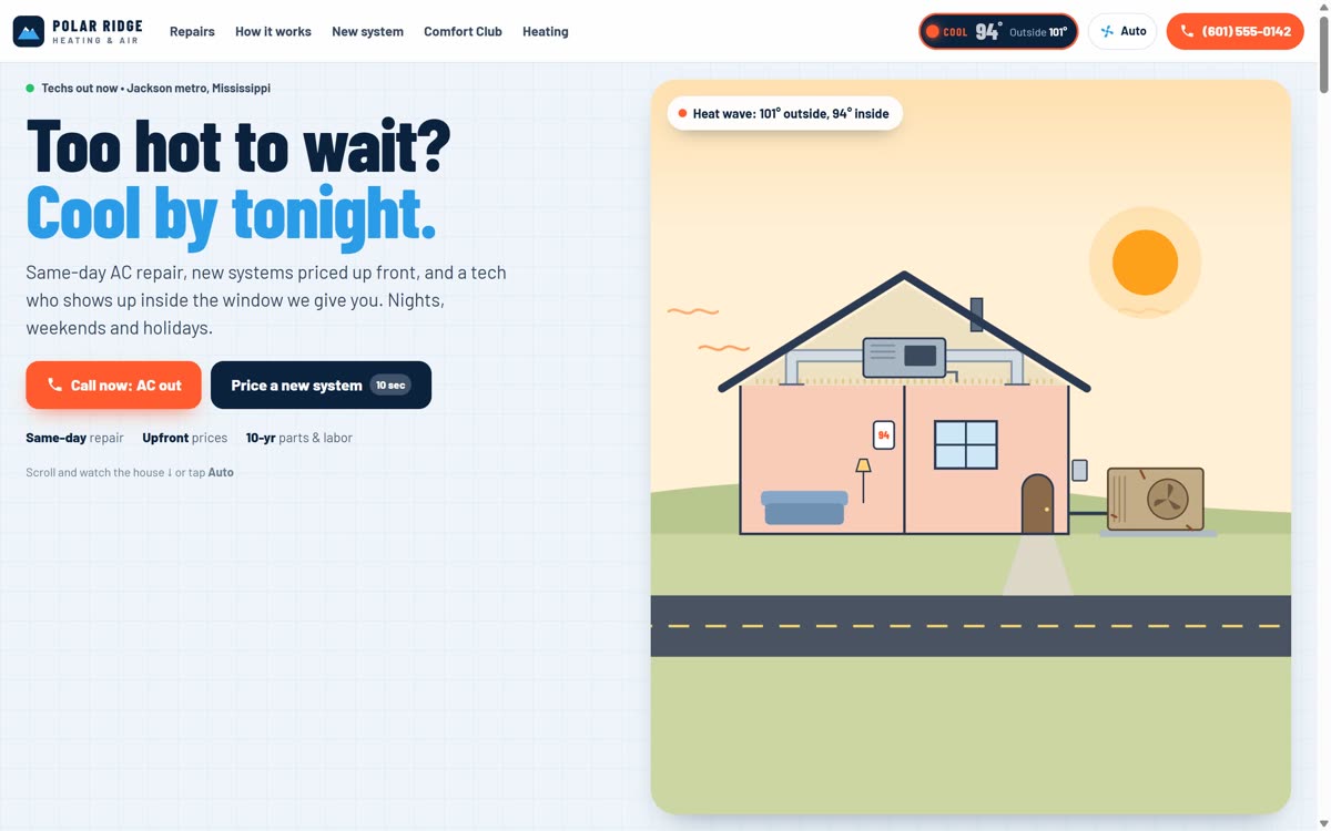 Polar Ridge Heating & Air website